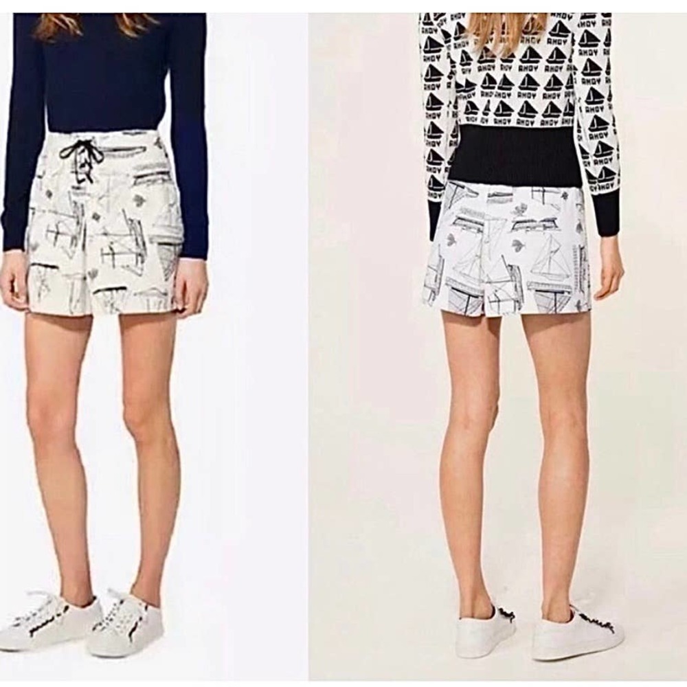 TORY BURCH ADRIFT NAVY IVORY Women’s Shorts Size 25 Coastal Nautical Preppy